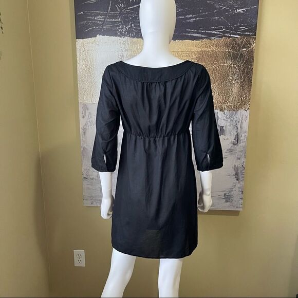 Banana Republic Black Empire Waist 3/4 Sleeve Dress - Picture 4 of 6
